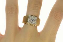 10K Yellow Gold 1/3 Ctw Squared Retro Men's Diamond Wedding Ring