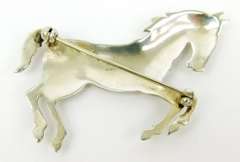 Vintage Sterling Silver Galloping Horse Brooch