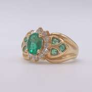 18kt Yellow Gold, Emerald, & Diamond Ring