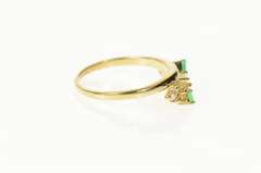 14K Yellow Gold Emerald Diamond Wrap Design Wedding Band Ring