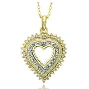 18k Gold over Sterling Silver 1/2ct Diamond Heart Necklace (IJ-I3)
