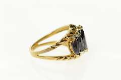 14K Yellow Gold Marquise Black Onyx Diamond Statement Ring