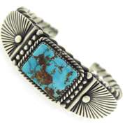 Vintage Turquoise Cuff Bangle in Sterling Silver
