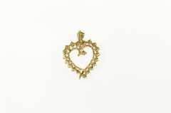 10K Yellow Gold Diamond Inset Curvy Wavy Heart Love Pendant