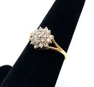 Superb 14kt Yellow Gold Diamond Cluster Ring
