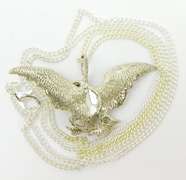 Detailed Carved Sterling Eagle Pendant & Chain