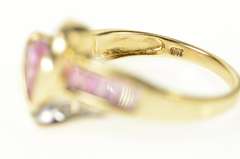 10K Yellow Gold Trillion Pink Cubic Zirconia Diamond Bypass Ring