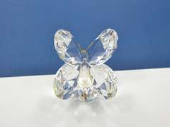 Vintage Swarovski Crystal Butterfly Figurine With Black Eyes and Gold Plated Antenna