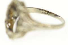 10K White Gold Art Deco Filigree Ornate Statement Setting Ring