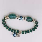Hand Painted Beaded & Evil Eye Bracelet