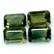 Exotic 3.10ct 4pc emerald cut green blue Sapphire set