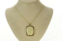 14K Yellow Gold Natural Opal Carved Floral Diamond Accent Pendant