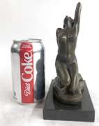 Sexy Lady Sits on Rock Bronze Sculpture