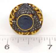 Amazing Star Sapphire & Diamond Filigree Ring in Anodized Sterling & Vermeil