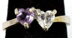 Adorable Heart-Cut Amethyst & CZ Ring in Sterling Silver