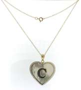 Cute Yellow Gold C Heart Shaped Pendant on Chain