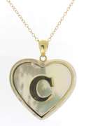 Cute Yellow Gold C Heart Shaped Pendant on Chain
