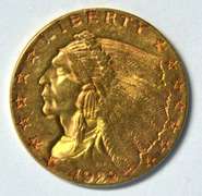 Lovely BU 1929 US $2.50 Indian Gold Piece. Fresh