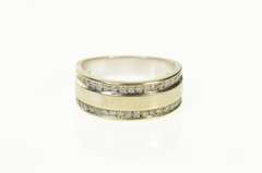 14K White Gold Diamond Inset Squared Channel Band Ring