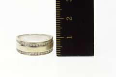 14K White Gold Diamond Inset Squared Channel Band Ring