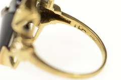 14K Yellow Gold Carved Black Onyx Squared Statement Ring