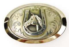 Big Ornate Horse Belt Buckle