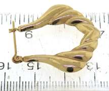 Elegant 14kt YG High Polish Ribbed Hoop Earrings