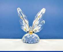 Vintage Swarovski Crystal Butterfly Figurine With Black Eyes and Gold Plated Antenna