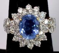Marvelous 2.85CT Sapphire & 2.08CTW Diamond Ring in 9KT Yellow Gold