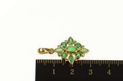 18K Yellow Gold 1.24 Ctw Natural Emerald Diamond Cluster Pendant