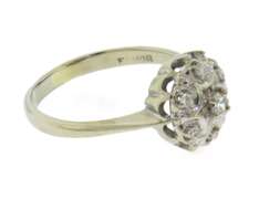 Dazzling White Gold Scroll Work Circle Diamond Cluster Ring