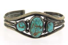 Vintage Turquoise Sterling Silver Bangle