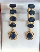 Beautiful 14kt Gold, Blue Sapphire, & Diamond Earrings