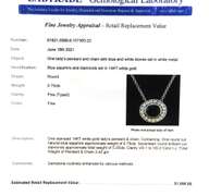 Majestic White Gold Sapphire and Diamond Halo Bezel Set Necklace