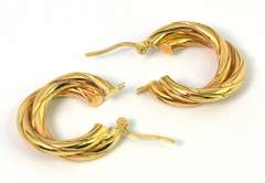 Twisted Double Hoop Earrings in 18KT Yellow Gold