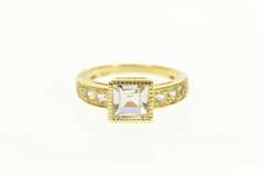 14K Yellow Gold Princess Classic Simple Travel Engagement Ring