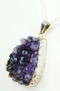 Big Chunky Sterling Amethyst Geode Pendant & Chain