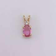 14kt Gold, Pink Sapphire, & Diamond Pendant