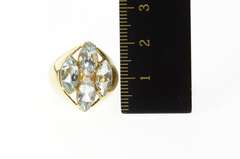 10K Yellow Gold Marquise Blue Topaz Squared Cluster Ring