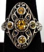 Witchy Citrine & Black Topaz Ring in Sterling Silver