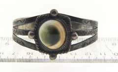 Vintage Sterling Silver Gemstone Cuff Bangle