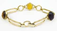 Vintage Gold-Filled Gemstone Scarab Bracelet