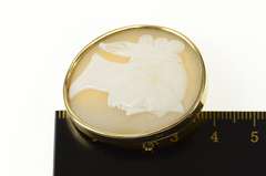 14K Yellow Gold Victorian Ornate Carved Lady Shell Cameo Pin/Brooch