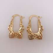 Fancy Italian 18kt Gold Plated Filigree Tricolor Hoop Earrings