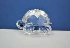Vintage Swarovski Clear Multi Faceted Crystal Turtle Miniature Figurine, Endangered Spices Series