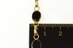 14K Yellow Gold Retro Oval Black Onyx Statement Chain Bracelet