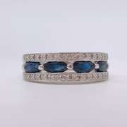 14kt Gold, Blue Sapphire, & Diamond Cocktail Ring