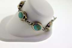 vintage Sterling Silver Turquoise Link Bracelet