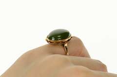 18K Yellow Gold Ornate Victorian Nephrite Cabochon Statement Ring