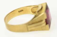 14K Yellow Gold Classic 1940's Syn. Ruby Squared Men's Ring
